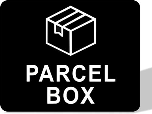 Parcel Box Sign - 11cm x 9cm Self-Adhesive Parcel Box Sticker - For Home, Office, Mailbox - Clear Delivery Reminder - Prevent Lost Packages (Black)