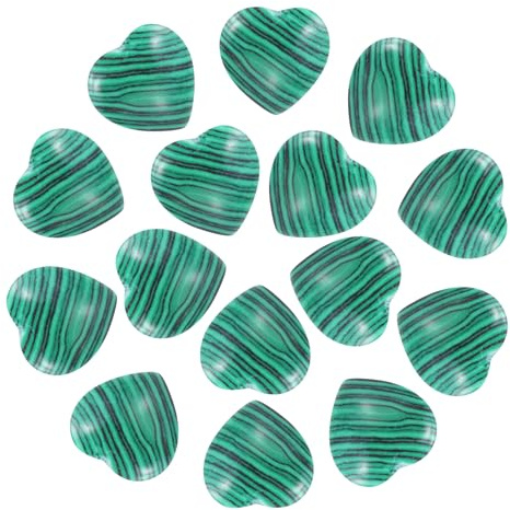 PATIKIL 15 Stk Natürliche Herzförmige Kristallsteine 0.6 Zoll Mini Polierte Liebesedelsteine Kristall Taschensteine Gravierte Sorgensteine Für Frauen Geschenke Meditation Malachit