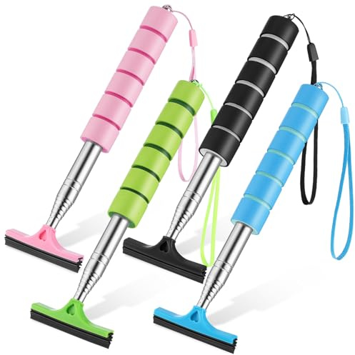 SOESFOUFU 4pcs Mini Squeegee for Car Windows Retractable Car Mirror Squeegee Side View Mirror Cleaner Water Scraper
