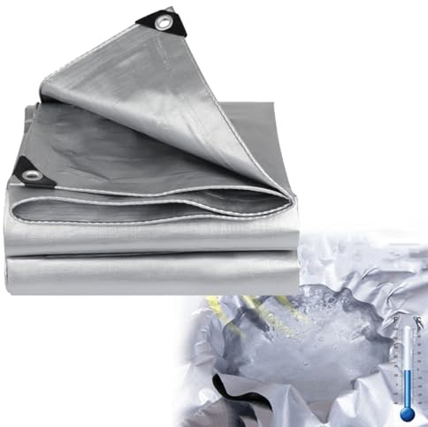 Generisch Abdeckplane Silber mit ösen wasserdicht Schutz Gewebe Plane Allzweck Reißfest 2m 2.5m 3.0m 3.5m 4.5m 5m 6m 7.5m 8m Abdeckplane PVC für Gartenmöbel, Pool, Auto, Boot, Camping(4x4.5m)