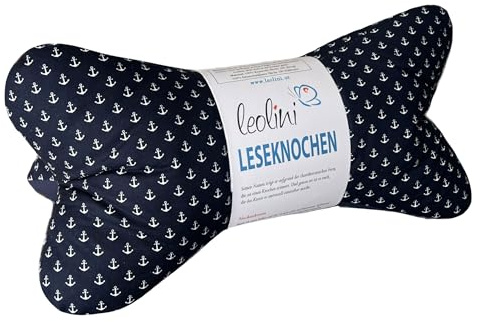 Leolini Leseknochen personalisierbar Anker maritim | ergonomisches Nackenkissen | handgemacht mit Namen Bestickt