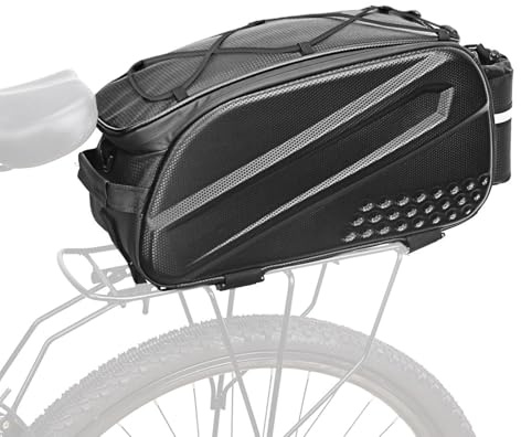 XHYASD Borsa Bici 3 in 1 Portapacchi 10L, Impermeabile & Riflettente Borsa Posteriore, Borsa da Bici Multifunzionale per Portapacchi (Nero)