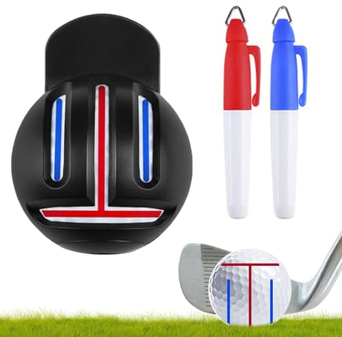 Generisch Golf Alignment Tool - Golf Ball Alignment Marking Tool | Quick-Drying Waterproof Golfs Lines Marker Tools | Golfball Marker Tools with Reversible 2 Waterproof Pens | Golfball Marking Toôl
