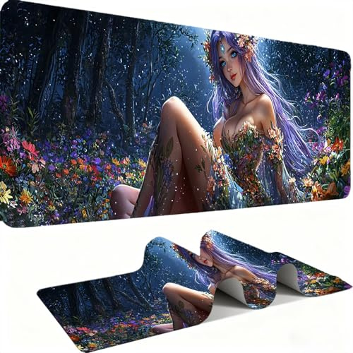 Tapis de Souris 600x300mm Tapis Souris Gamer, Mousepad de Bureau Ultra Mince Base en Caoutchouc Antidérapante Lavable Vitesse précision Améliorées pour PC, Ordinateur, Travail-Beauté De Forêt C0P-336