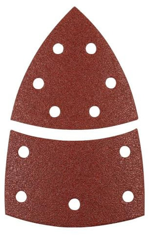 kwb Schleifdreiecke 100x62, 93 mm aus Edelkorund mit Körnung 60, 120, 180, werkzeuglosem Wechsel, Kunstharz-Verleimung und verstärktem Papierträger für den Schliff von Holz und Metall