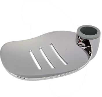 ECOSPA Large Chrome Plated ABS Soap Dish with drainage slots that fits onto 25mm Shower Riser Rails - Perfect replacement or a handy addition to your shower.