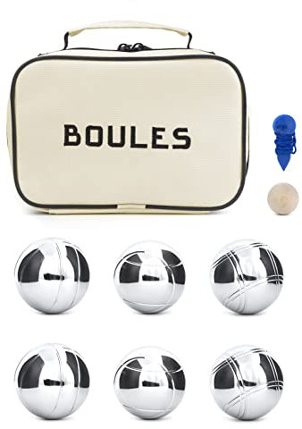 Kikkerland Boules Set Large Action Game, Outdoor, Beach, Lawn Backyard Family Party Games for Adults
