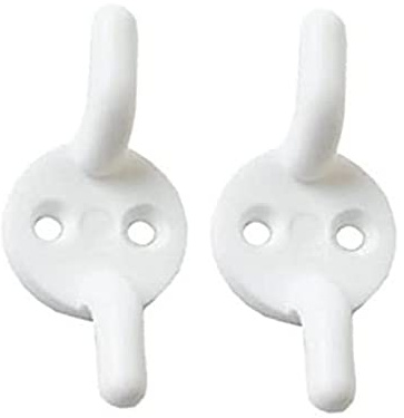 Merriway BH03382 (4 Pcs) Safety Cleat Hooks for Curtain Roman Blind Cords, 50mm (2 inch), White Plastic - Pack of 4 Pieces