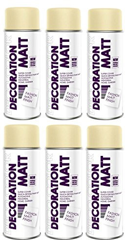 Deco Color 6er Sparpack DC Lackspray matt 400ml nach RAL freie Farbauswahl (6 Dosen in hellelfenbein MATT RAL 1015)