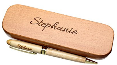FORYOU24 Kugelschreiber mit Wunsch-Name graviert in Geschenk-Schachtel aus Holz die Geschenkidee Stift gravur
