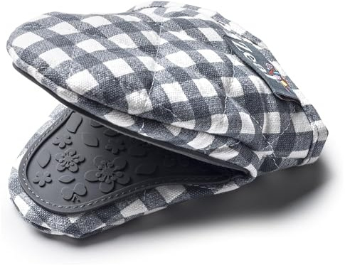 Zeal V124T Gingham Mini Mitt Pot Holder, Cotton, Dark Grey, 17.5 x 13.5 x 2.5 cm