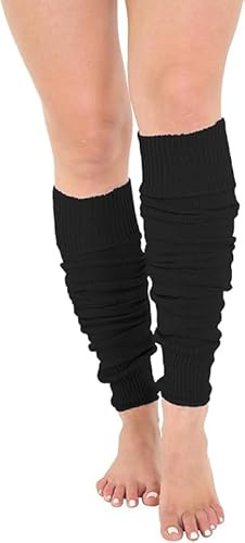 Crazy Chick® Kids Girls Plain Leg Warmer Girls School Dance Wear Lurex Legwarmer tutu Fancy (Black)