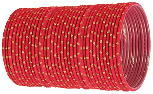 Touchstone färgglad armring Collection indisk Bollywood legering metall jordgubbar gyllene glasyr handledsförstärkande designer smycken armband armband. Set med 36 st för kvinnor.