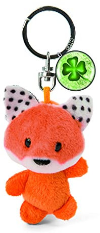 NICI 47534 Schlüsselanhänger Fuchs Plüsch 7cm Kleeblatt-Symbol, Orange/Weiß