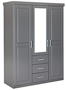 Inter Link Armadio 3 Ante Grigio, 140 x 55 x 190 cm