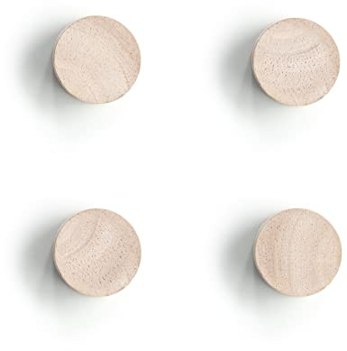 Zeller 11244 Magnet-Set Wood, 4-TLG., Holz, ca. Ø 2,2 x 1,5 cm