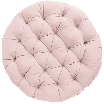 Sorra Home Tufted Papasan Cushion - Bucket & Moon Chair Comfy Round Cushion - Floor Pillow with Plush Foam for Indoor Furniture (Frame Not Included) - Blush Pink (48 x 48 x 4)