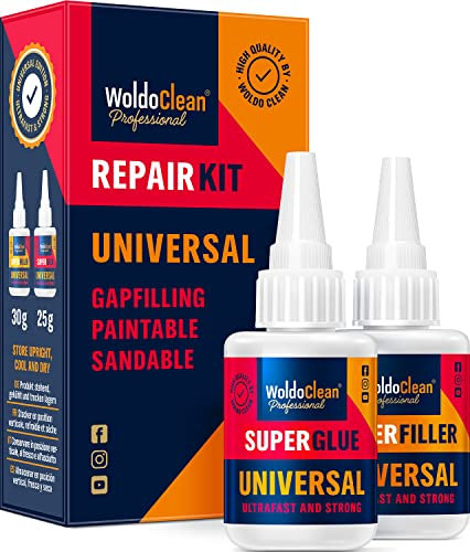 Colla istantanea extra forte con polvere riempitiva - Adesivo bicomponente per plastica, metallo, legno e ceramica, impermeabile e resistente al calore