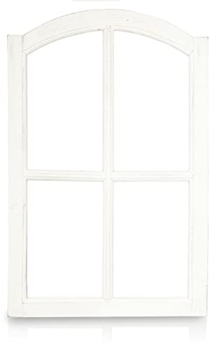 Blümelhuber Deko Vintage Stallfenster Landhausstil Deko - Vintage Deko Fenster mit Halbbogen aus Holz ohne Scheiben - Wand Deko Holz - Holzfenster Deko