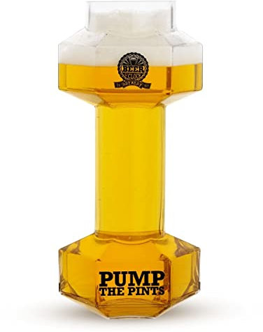 CKB LTD - Vaso de cerveza con forma de mancuerna con forma de gimnasio, grande, transparente, 650 ml