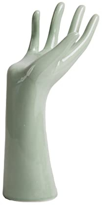 HAUCOZE Schmuckständer Schmuckhalter Hand Skulptur Statue Figuren Modern Deko Geschenk für Schminktisch Schlafzimmer Grün 21cm