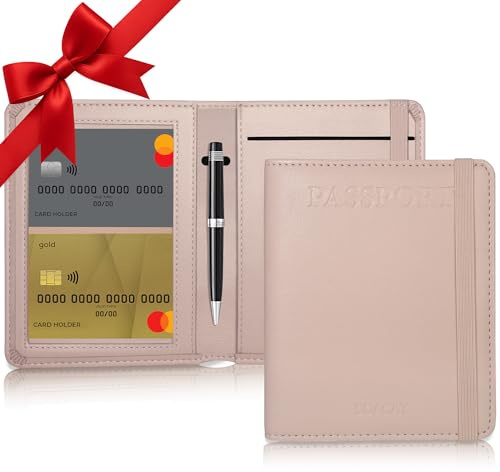 BOACAY Combinato Porta Passaporto e Slot per Tessera Vaccinale - Portafoglio da Viaggio e Custodia Impermeabile per Donne, Uomini, Bambini - Carino Copri-Passaporto in Pelle PU