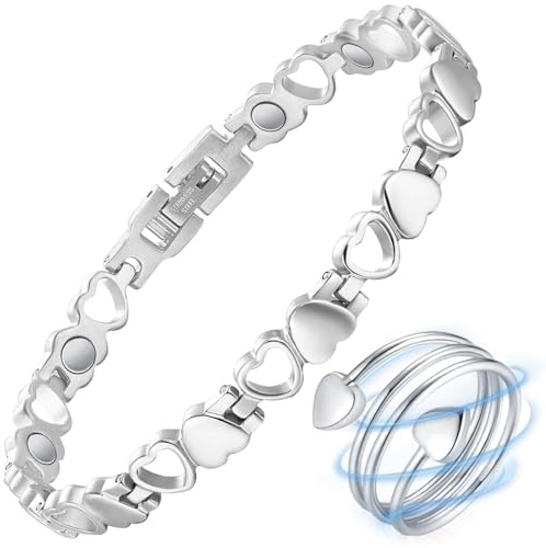 Vicmag Magnetarmband Damen Edelstahl Magnetische Magnet Armband | Titanstahl, für Frauen, Verstellbar, Stiftausdrücker, Geschenkbox
