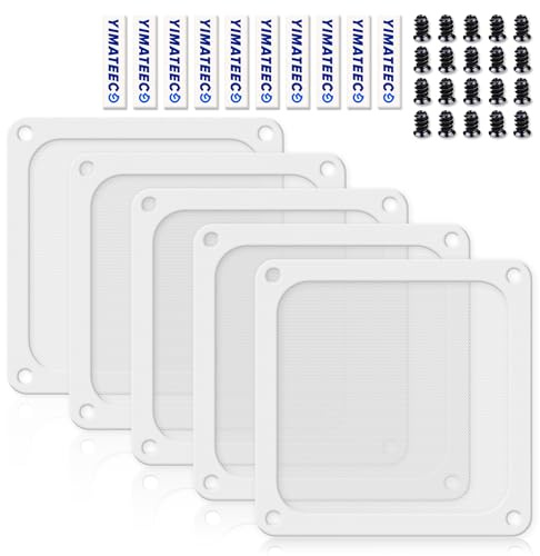 YIMATEECO PC-Dammfilter 120 mm, 5 st Magnetiskt Antidamm PVC-Fläktfilter för Datorväska PC Datorkylfilter (PVC PRO, 120x120 mm, 5 stycken, vit)