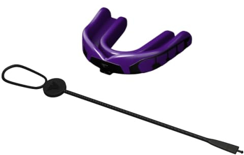 Velocity Champion Junior Mouthguard, 1 Pack, Black & Purple - for Ages 5 to 10 - Ideal for Lacrosse, Football, Hockey, Basketball, Soccer, Boxing, Martial Arts, Field Hockey, and More