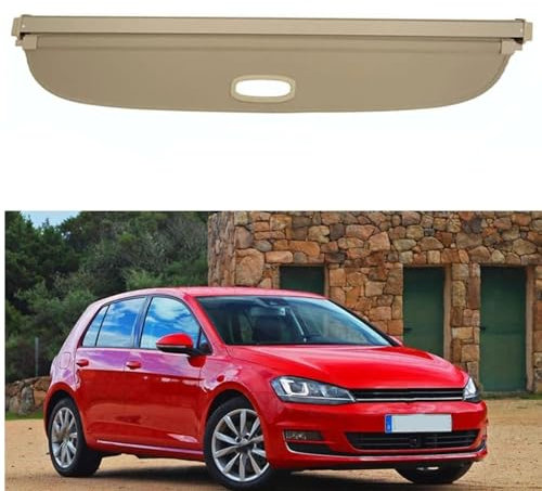NOLLAM Auto Einziehbarer Laderaumabdeckung für VW Golf 7 MK7 2013 2014 2015 2016 2017 2018 2019, Kofferraumabdeckung Hutablage Zum Schutz Der PrivatsphäRe Cargo Cover,Beige