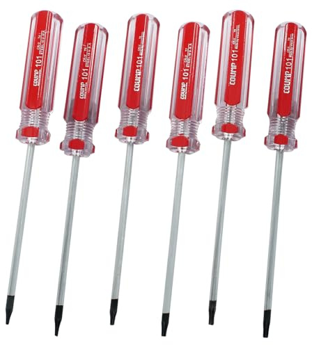HARSKIYER Lot de 6 tournevis Torx de sécurité avec pointe magnétique, tournevis en acier Cr-V T4 T5 T6 T7 T8 T9 Cr-V pour réparation et bricolage, longueur de travail de 7,6 cm avec poignée en PVC