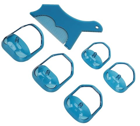 Bartformer-Schablone, 5 Größen, Bartformungs-Styling-Werkzeug, Universal-Skala mit Kamm für Zuhause (BLUE)