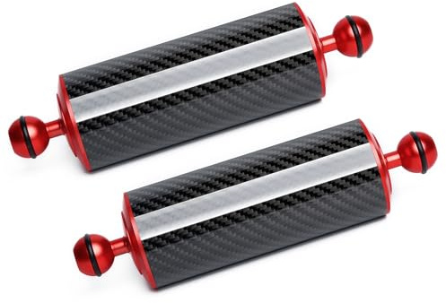 LetonPower Bras Flottant sous-Marin de 8 en Fibre de Carbone, Bras Aquatique, Double Bras Flottant à Bille de 1'', système d'éclairage pour la plongée, Plateau, lumière vidéo/Stroboscope (2pack)