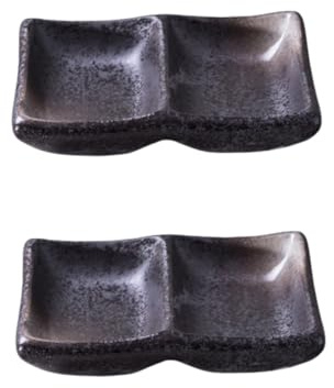 OUNONA 2pièces Assiettes à Sauce Carrées Céramique Plat Vintage Compartiments Pour Condiments Dessert Fruits Apéritifs Coupelle Sauce Polyvalente Pour Maison Et Restaurant