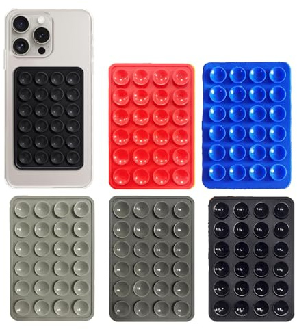 5PCS Silicone Suction Mount, Non Slip Suction Cup Mount, Hands-Free Holder for Selfies and Videos, Silicon Adhesive Phone Stand (Red, Black)