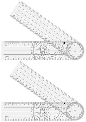 Fc'Noqgn Juego de 2 transportadores giratorios 360° Cinta métrica Angular Transparente, Resistente y fácil de Transportar Ideal para Uso doméstico y Escolar