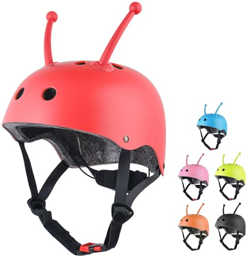Kids Bike Helmet, 43-51cm Toddler Helmets for Girls Child, Multi-Sport Adjustable Helmet for Cycling Bicycle Skateboard XS Size (Red)