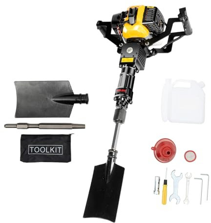 Escavatore a benzina, 1250 W, 2 tempi, con pala e asta di collegamento, 6500r/min, 52 CC, escavatori portatili per giardini, fattorie