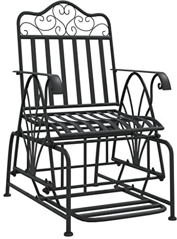 HETFTJN Parkbank Bierbankgarnitur Lounge Sessel Outdoor Balkon Sessel - Schaukelstuhl 61 cm Schwarz Stahl für Garten Draussen Terrassen Park