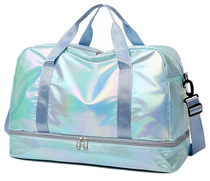 Borsone da Viaggio Unisex Adulto, Bagaglio a Mano, Borsone Palestra con Scomparto per Scarpe, Borsa Espandibile con Scomparto Umido,Borsa Sportiva da Piscina, Mare, Yoga, Palestra e Tempo Libero