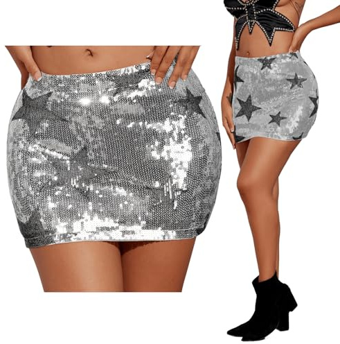 Century Star Falda de lentejuelas para mujer, brillante, mini, bodycon, envolvente, de ajuste a la cadera, para apariciones festivas, de fiesta, carnaval, falda de lentejuelas para mujer, S