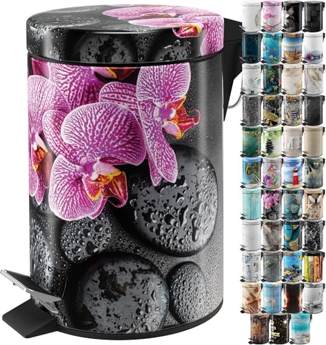 Sanilo Poubelle de Salle de Bain 3L avec système d’abaissement automatique, Nombreuses nouvelles Poubelles à Cosmétiques au choix, Poubelle avec seau intérieur (Madeira)