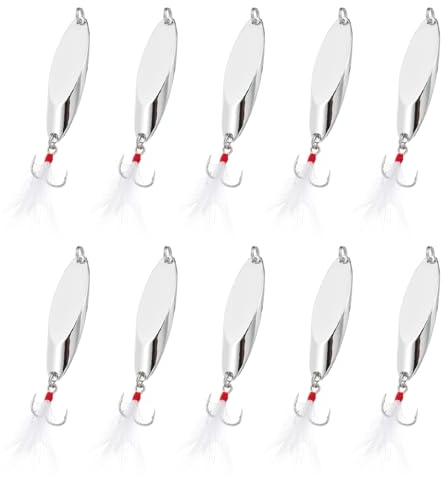 PATIKIL 10 Pezzi Cucchiaini Da Pesca 3/4 oz Ami Tripli Tonalità Argento