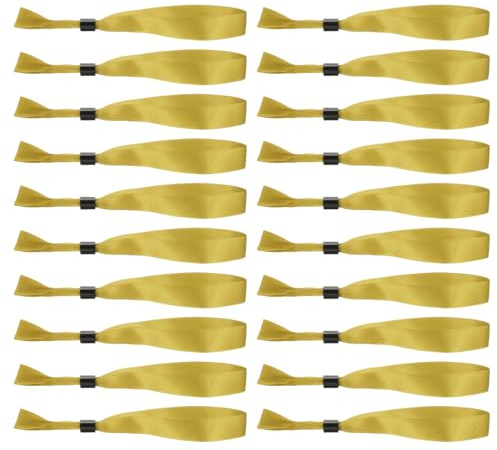 sourcing map 20Pcs Cloth Wristbands for Events, Disposable Event Wrist Band Bracelet Identification for Events Party Concert Bar Entrance Admission(Gold)
