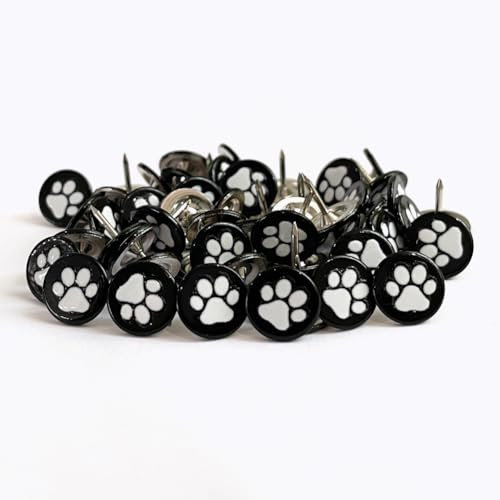 Let's Decorate 100 Stück D11 mm Polsternägel mit Pfotenfarbe, dekorative Reißnägel für Holzkisten, Möbel, Metall, niedliche DIY dekorative Nagelköpfe Nägel (flacher Kopf, schwarz)
