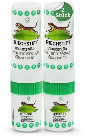 Loombergs TB Nasenstift & Riechstift 2 Stück – Natürlicher Naseninhalator mit ätherischen Ölen & Menthol, Thai-Aroma-Stick für Frische, Konzentration & unterwegs