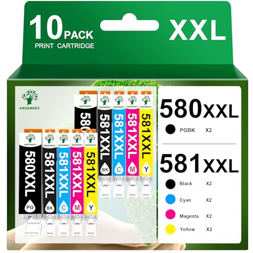 GREENSKY 580 581xxl Multipack Kompatibel für Canon TR8550 Druckerpatronen | für Canon druckerpatronen 580 581 für Canon Pixma TS705a TR8550 TS8350 TS8351 TS8352 TS6350 TS6350a TS6351a 10er-Pack