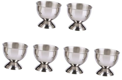 STOBAZA Lot De 6 Coquetiers INOX Solide, Porte-œufs Mini en Acier Inoxydable, Compatible Lave-Vaisselle, Anti-Rouille, Petit-déjeuner, Brunch, Présentation Œufs à La Coque