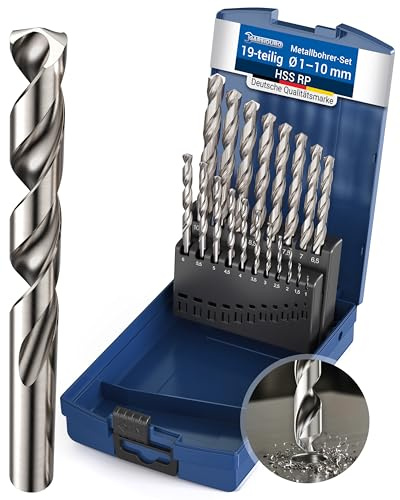 GARSIDURO® HSS Metallbohrer Set 19tlg. | HSS RP Profi Stahlbohrer 1-10mm | Selbstzentrierender Spiralbohrer rollgewalzt poliert DIN 338 HSS Bohrerset für Stahl, Eisen, Metall, Alu, Guss | Bohrer Set