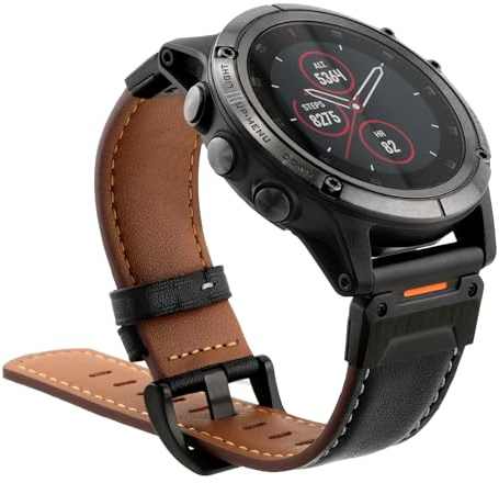 YOOSIDE 22 mm 26 mm äkta läderarmband för Garmin Fenix 8 / epix Pro/Instinct 3, QuickFit Retro Klassiskt mjukt klockband för Fenix 7/6/5, Enduro, Tactix Delta, Quatix 8, 26mm, Läder Rostfritt stål